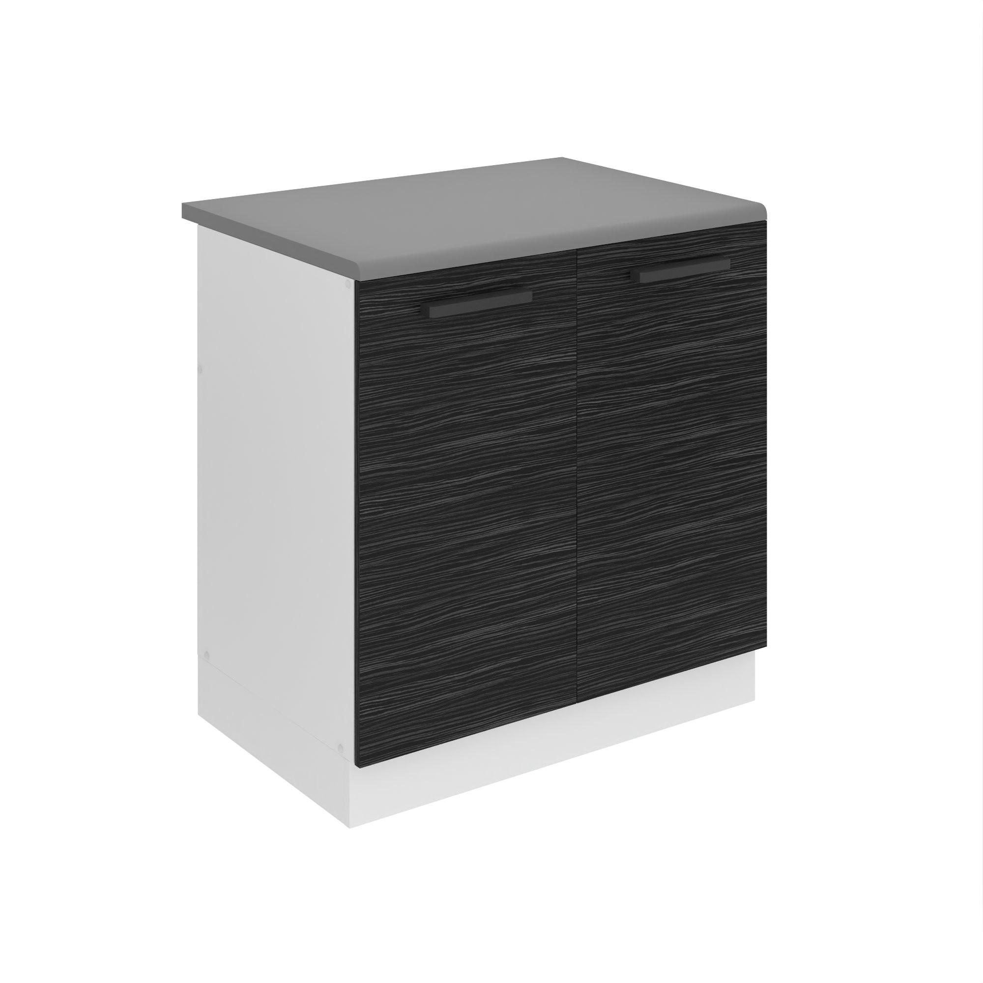 SPÜLENUNTERSCHRANK 80 cm SDZ, mit Arbeitsplatte, mit 2 Türen, Königliches Ebenholz - Schwarz, Holz (80/85/51.6cm) - B BELINI GROUP