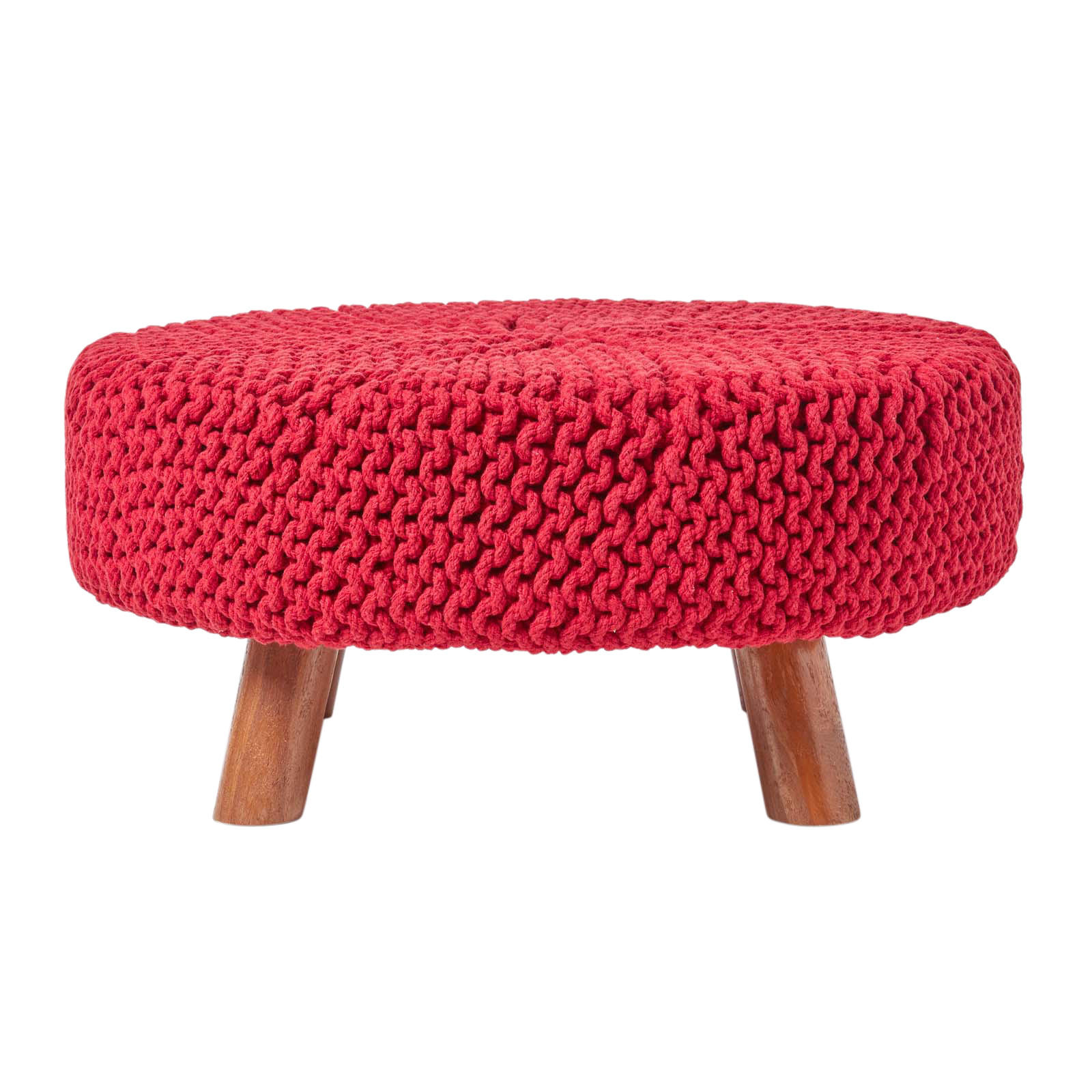 STRICK-HOCKER rot, rund 62/62/30 cm - Rot, Textil (62/30/62cm) - Homescapes