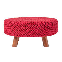 STRICK-HOCKER rot, rund 62/62/30 cm - Rot, Textil (62/30/62cm) - Homescapes