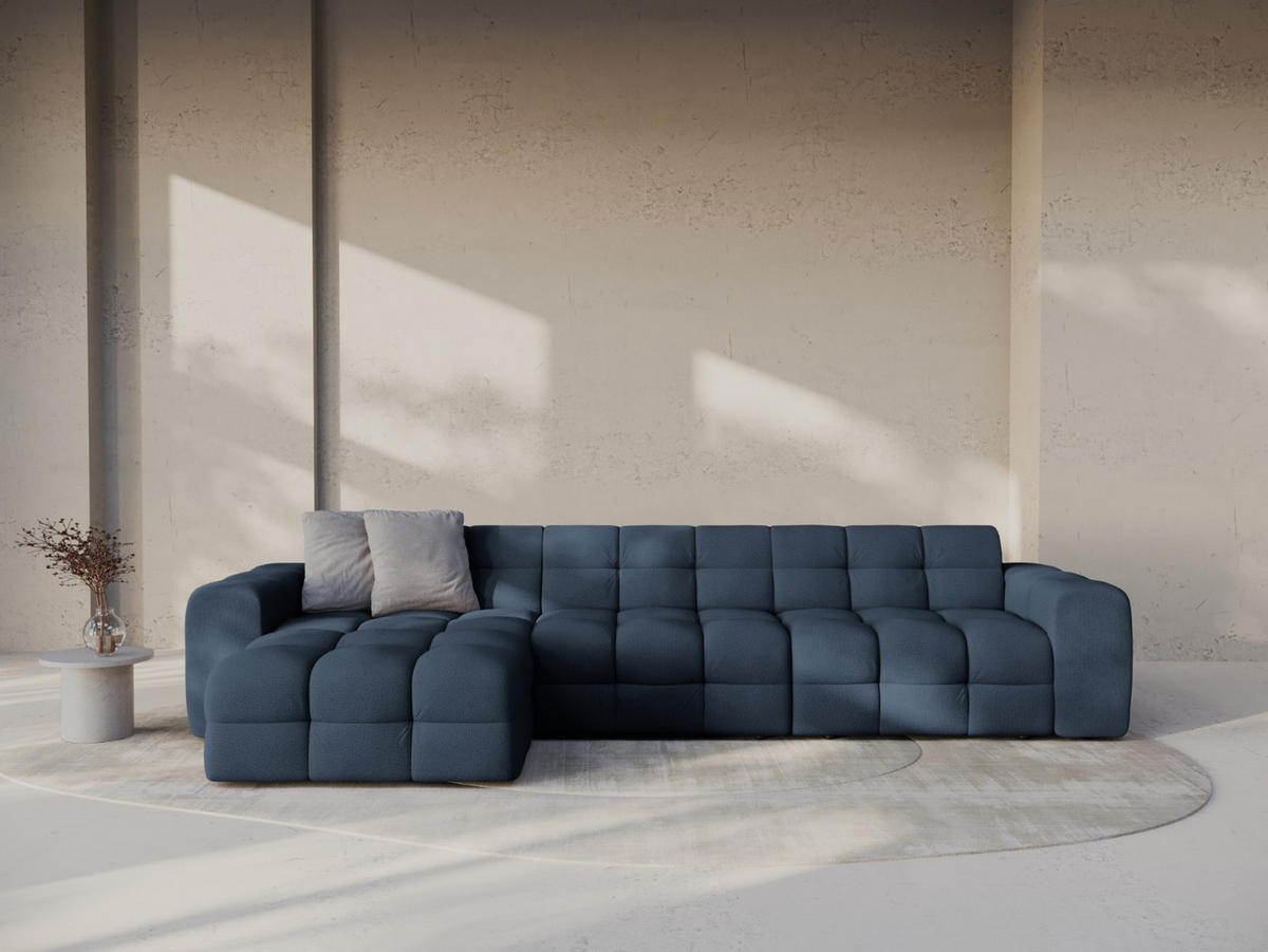 ECKSOFA links Kendal aus strukturiertem Stoff marineblau 5 Sitzplätze - Blau, Textil (173/357cm) - Micadoni