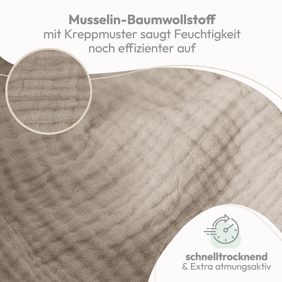 SPUCKTÜCHER 70/70 cm, 100% Baumwolle für Babys, Braun, 5er-Set - Braun, Textil (70/70cm) - Laleni