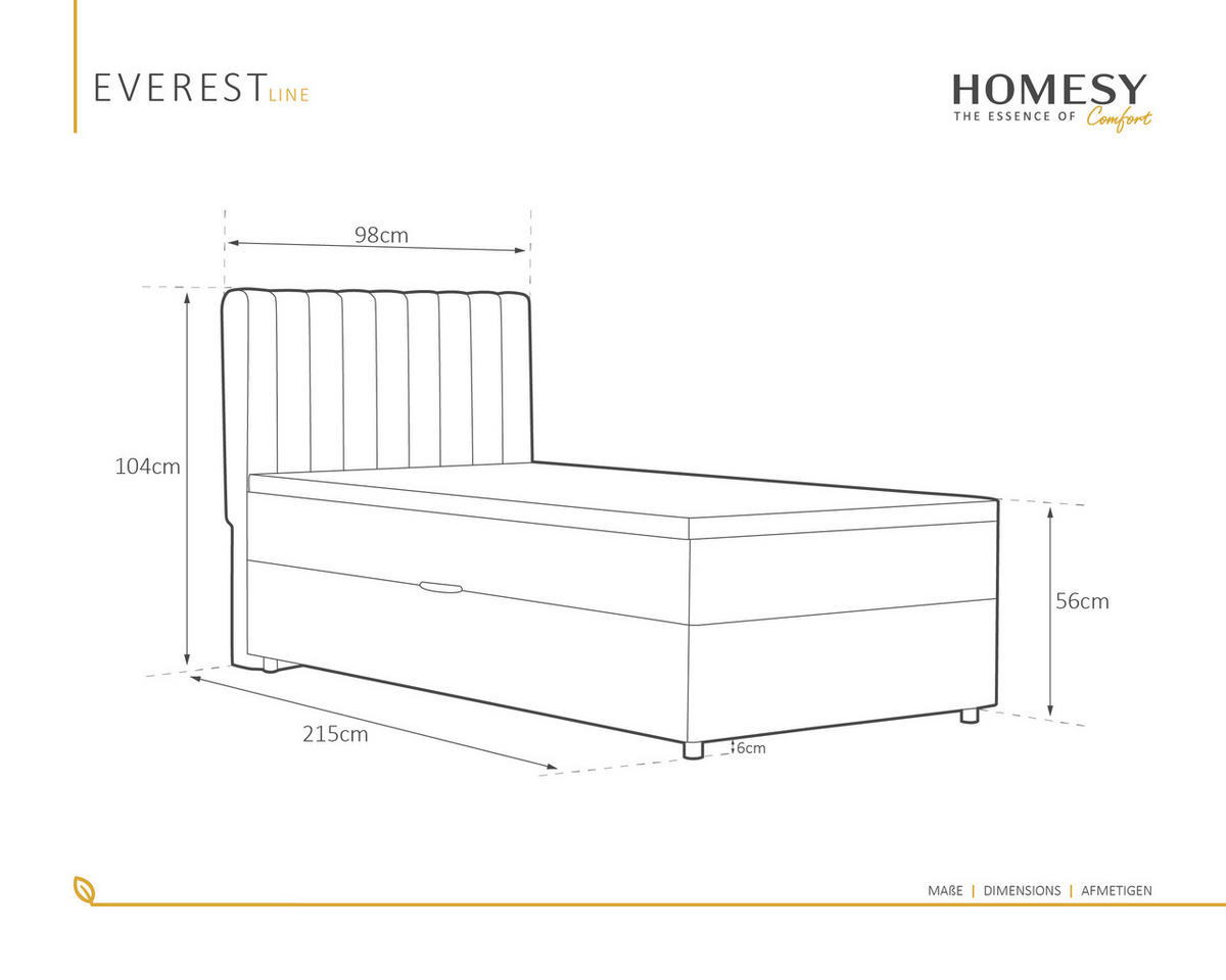 BOXBETT Everest 90 x 200 cm Einzelbett mit hochwertiger Bonell-Matratze und Topper - Rosa, Holz (90/200cm) - Homesy