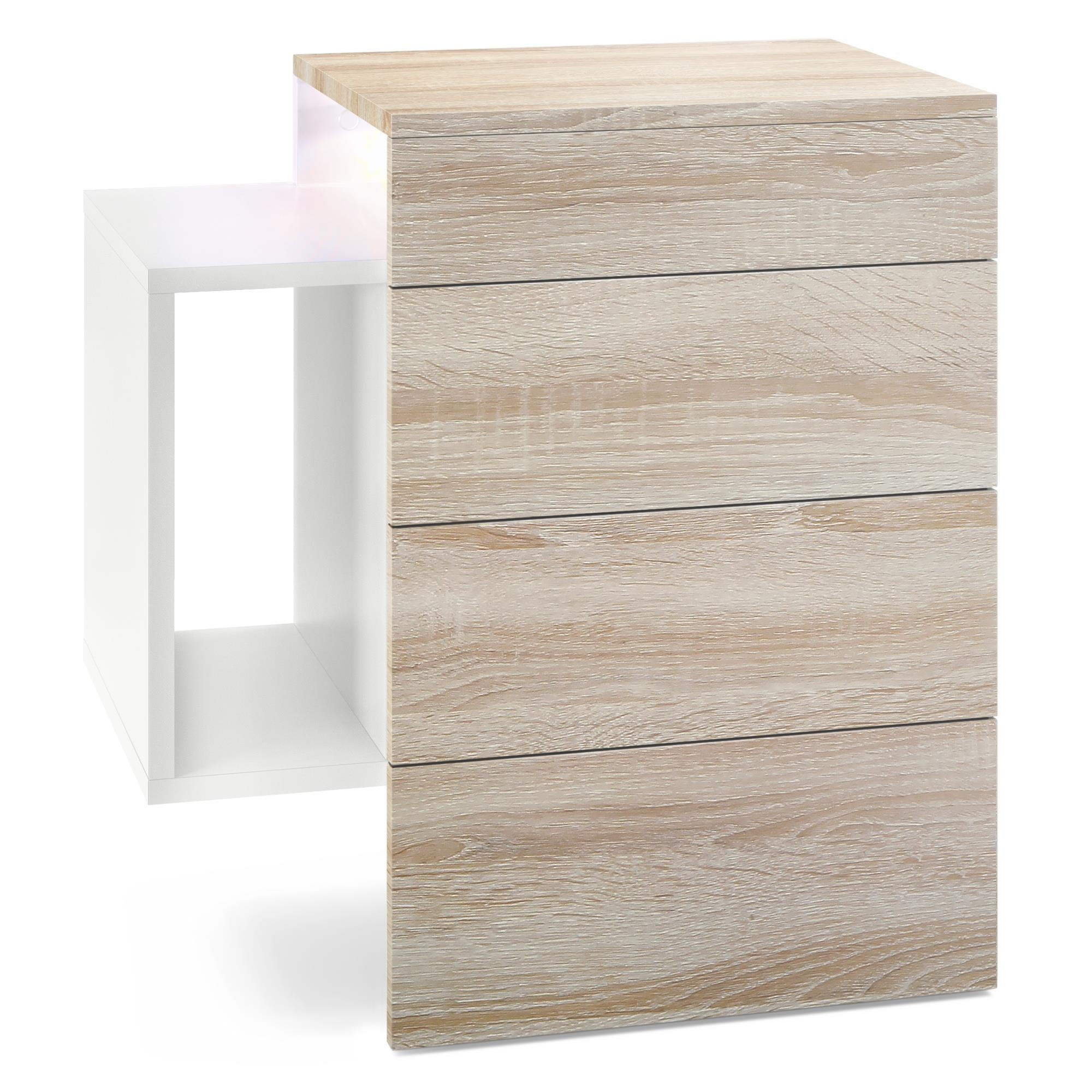 NACHTTISCH Queens Front in Eiche sägerau - Eiche San Remo, Holzwerkstoff (60/63/36cm) - Vladon