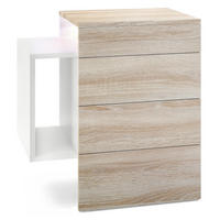 NACHTTISCH Queens Front in Eiche sägerau - Eiche San Remo, Holzwerkstoff (60/63/36cm) - Vladon