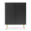 HIGHBOARD Zova Schwarz mit goldenen Beinen 103 cm - Goldfarben/Schwarz, Holzwerkstoff/Metall (103/129/39cm) - Selsey
