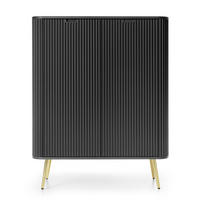 HIGHBOARD Zova Schwarz mit goldenen Beinen 103 cm - Goldfarben/Schwarz, Holzwerkstoff/Metall (103/129/39cm) - Selsey