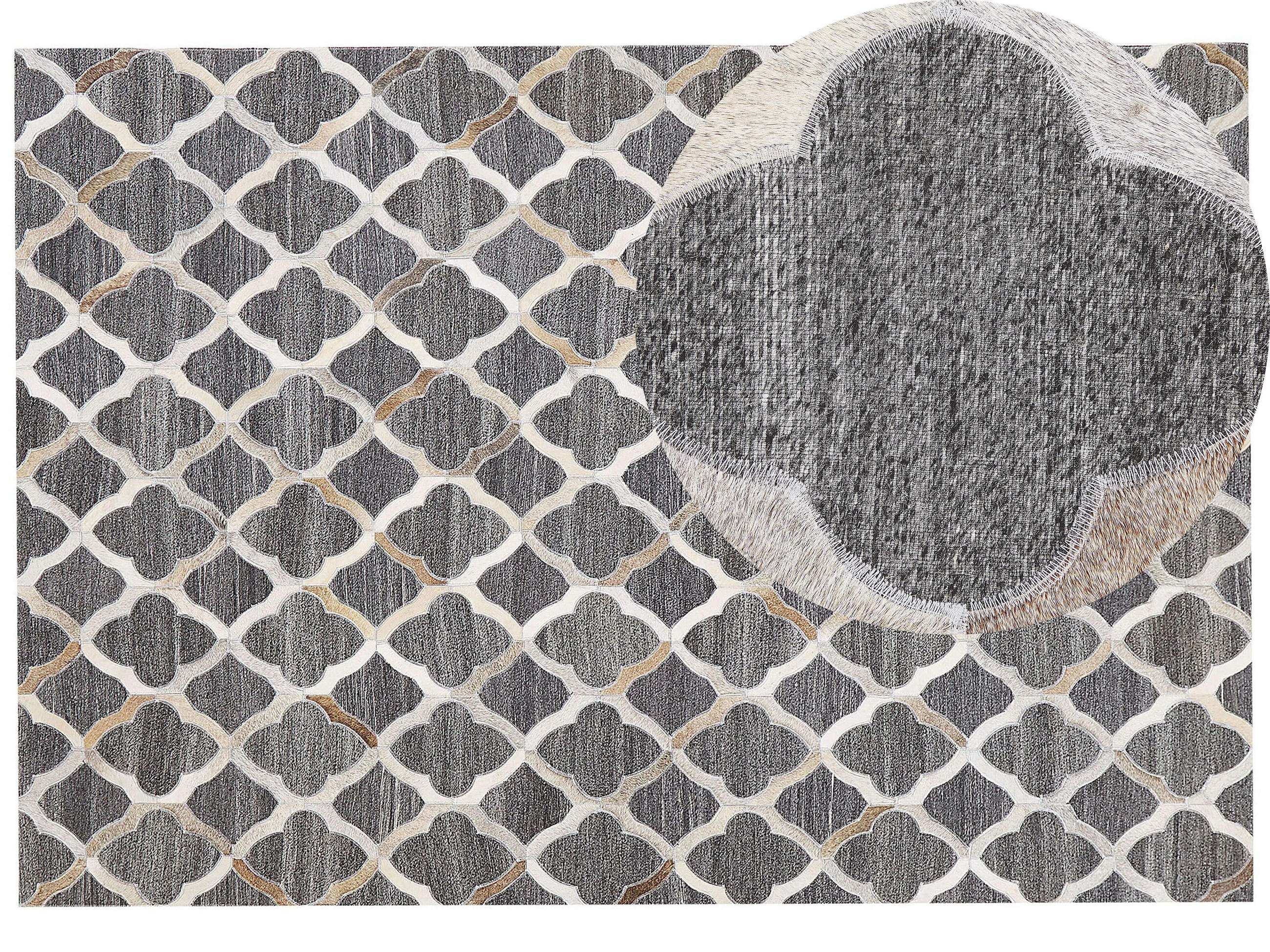 PATCHWORK-TEPPICH Rolunay 230/160 cm - Grau, Fell (160/230cm) - Beliani