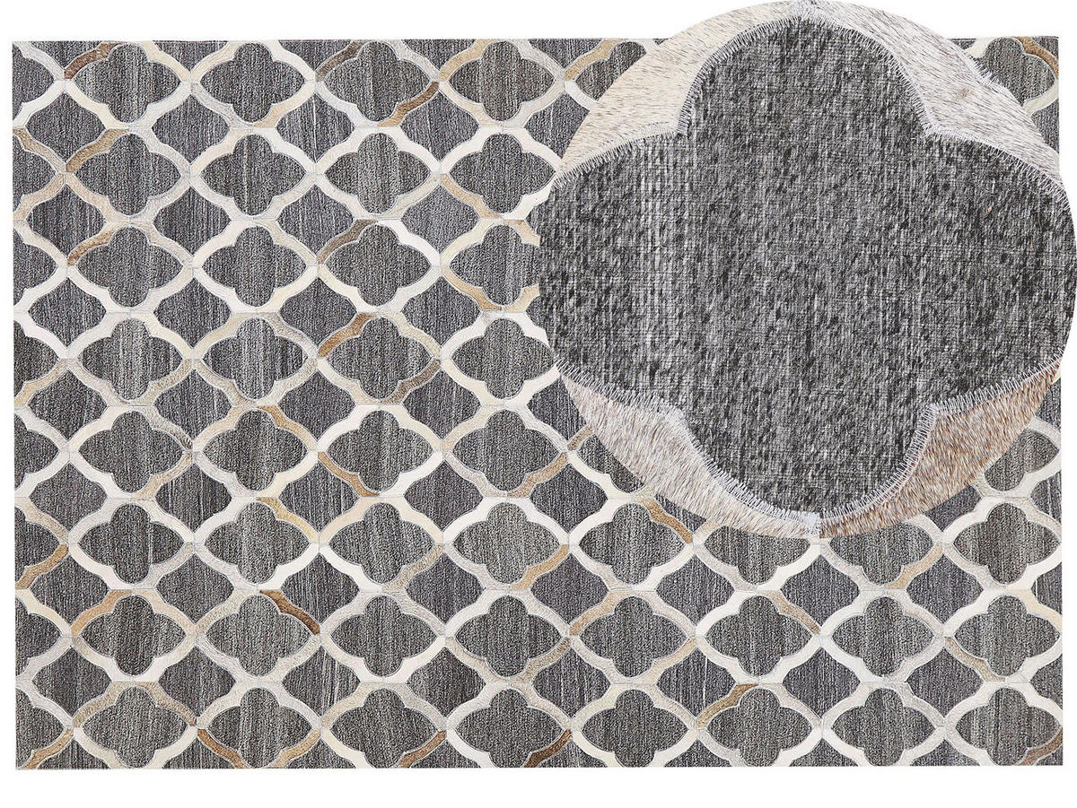 PATCHWORK-TEPPICH Rolunay 230/160 cm - Grau, Fell (160/230cm) - Beliani