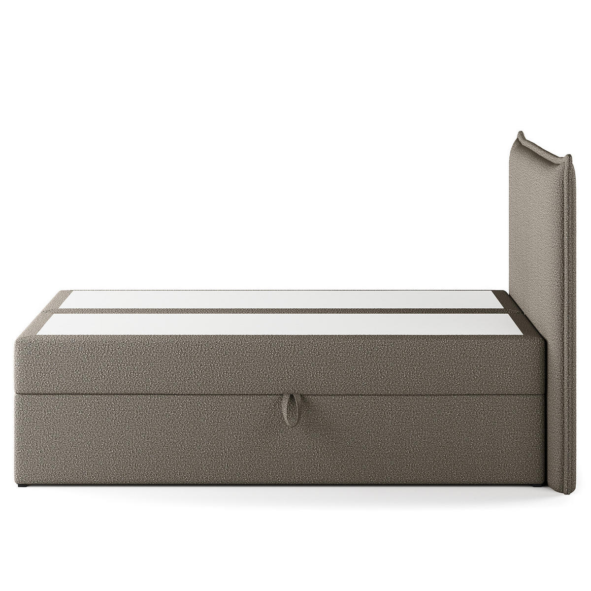 BOXBETT mit Stauraum - Bouclé - Grau, Holzwerkstoff/Textil (120/200cm) - home24