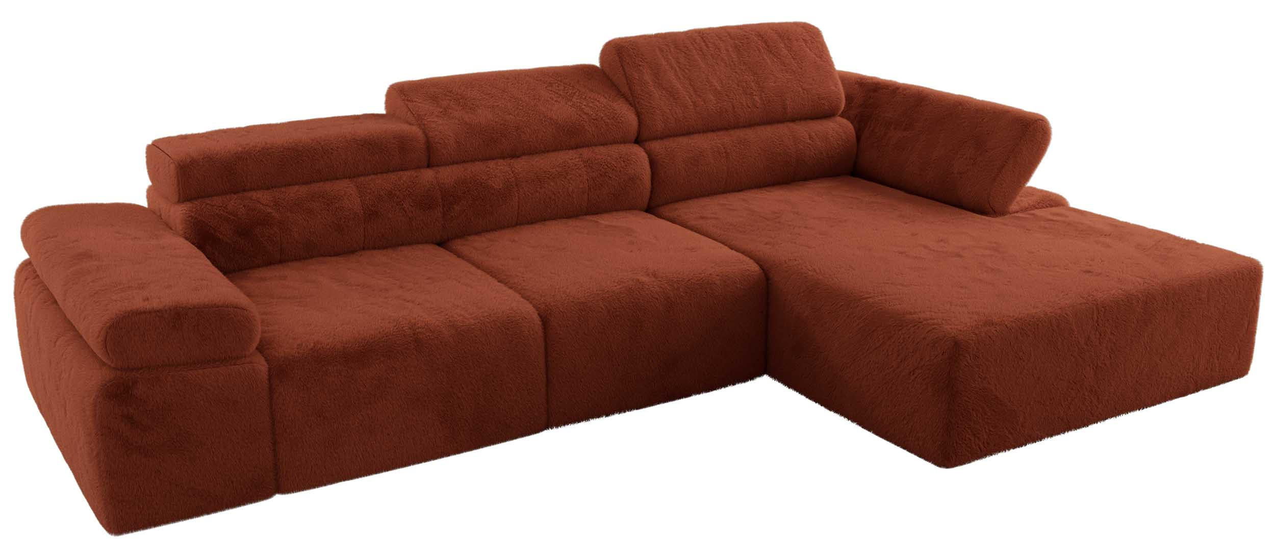 ECKSOFA RILASSO L Orange Plüsch - rechts - Schwarz/Orange, Kunststoff/Textil (174/296cm) - MKS
