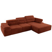 ECKSOFA RILASSO L Orange Plüsch - rechts - Schwarz/Orange, Kunststoff/Textil (174/296cm) - MKS