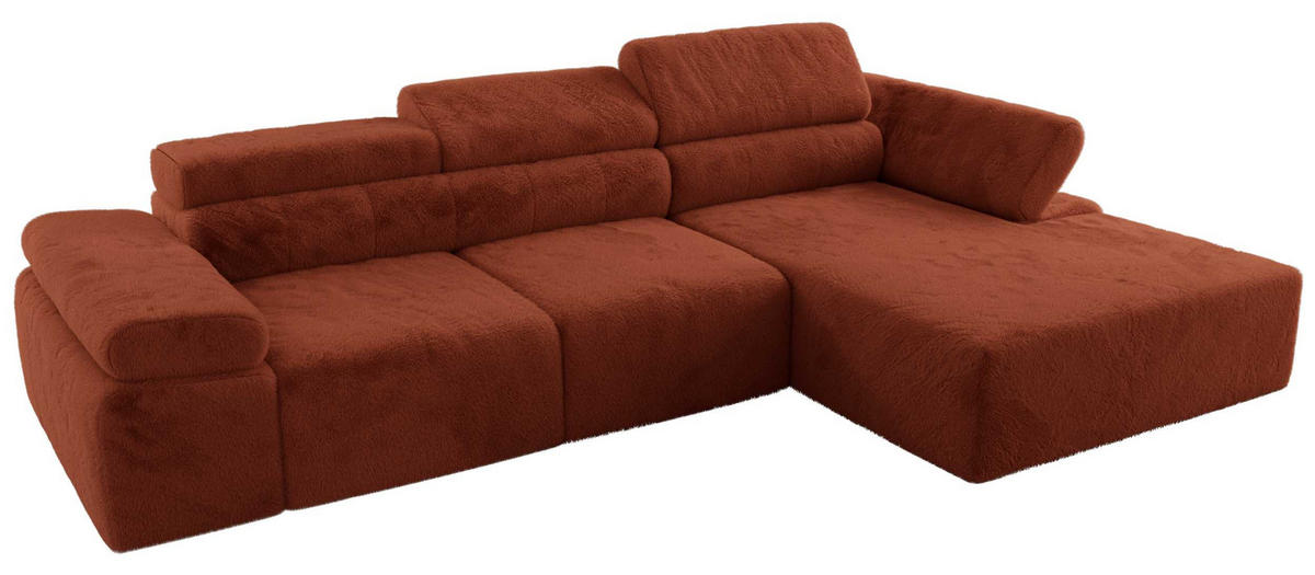 ECKSOFA RILASSO L Orange Plüsch - rechts - Schwarz/Orange, Kunststoff/Textil (174/296cm) - MKS