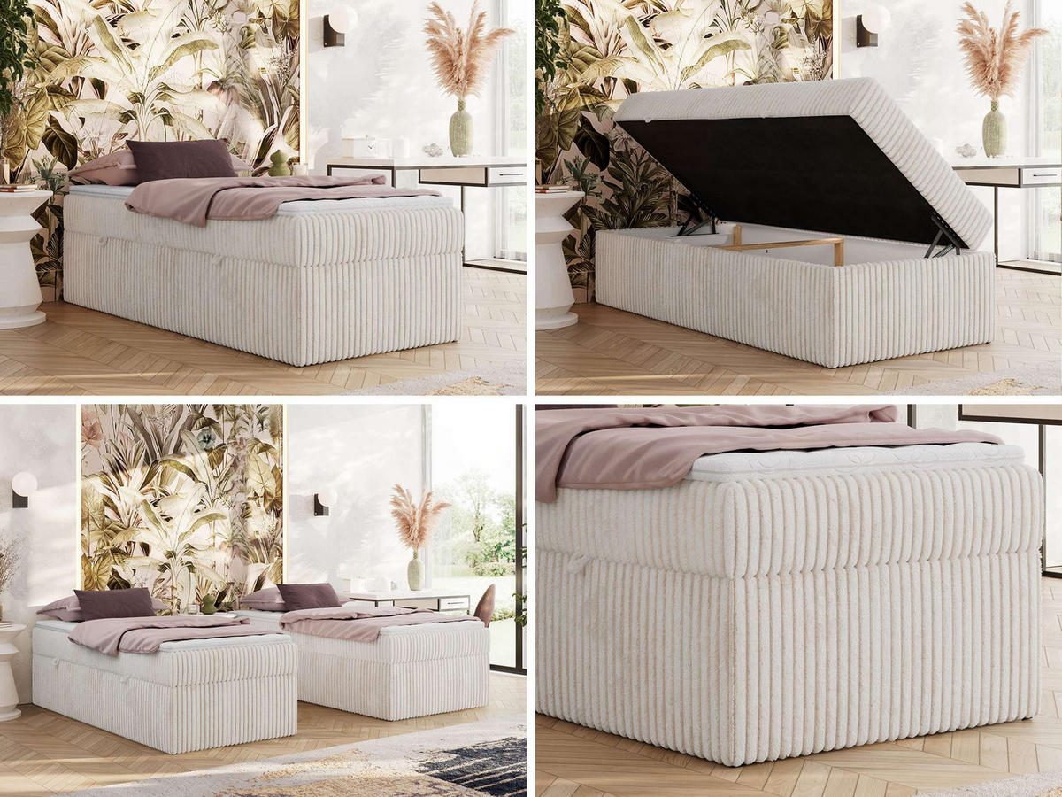 BOXBETT ZERO 90/200 - Beige Cord - H4 - Topper T25 - Beige, Textil (90/200cm) - MKS