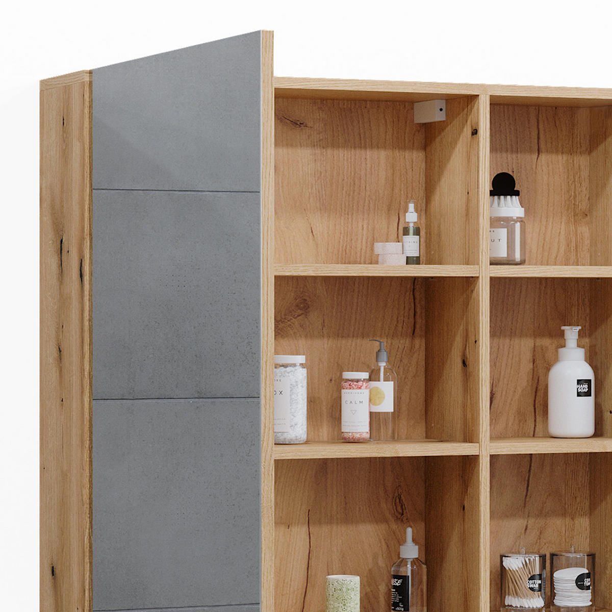 BADSPIEGELSCHRANK Rudi Eiche 90 x 80.9 cm mit Tür und offenen Fächern - Eichefarben, Holzwerkstoff (90/80.9/22.1cm) - Vicco