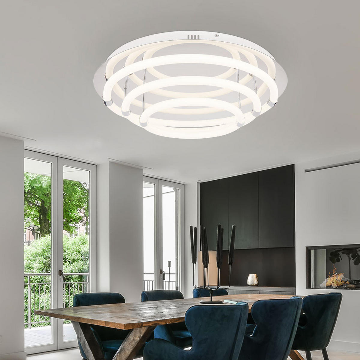 LED DECKENLEUCHTE Metall Weiß Ring-Design - Weiß, Metall (55/55/15cm) - Globo Lighting