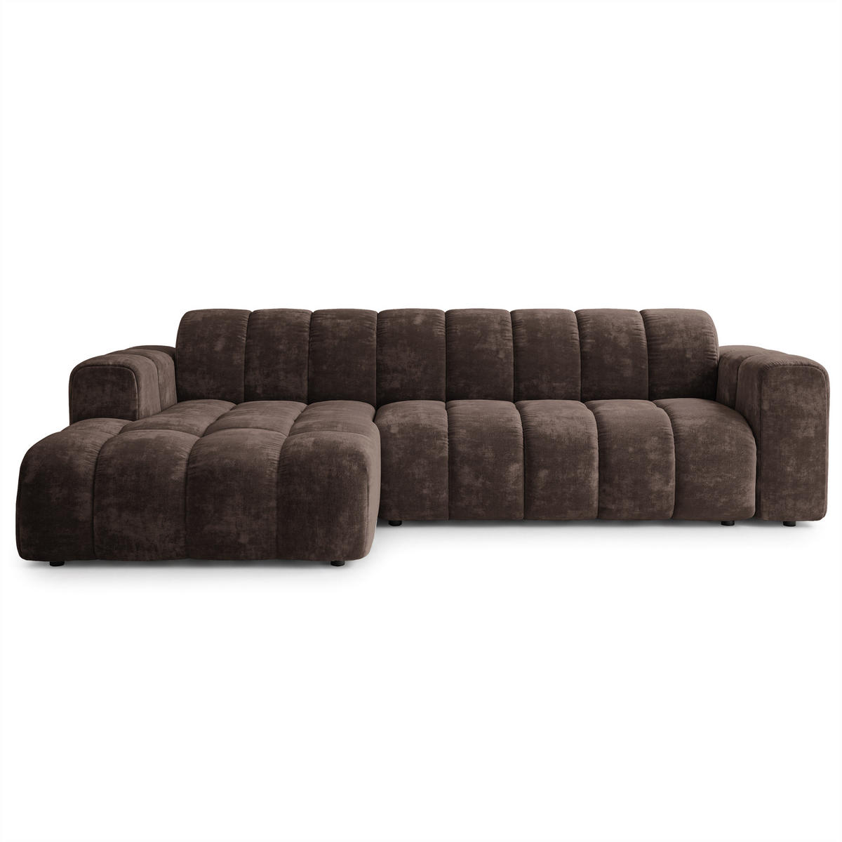 ECKSOFA SETIA LM L-S Braun Chenille - Braun, Holzwerkstoff (304/165cm) - MASSENO