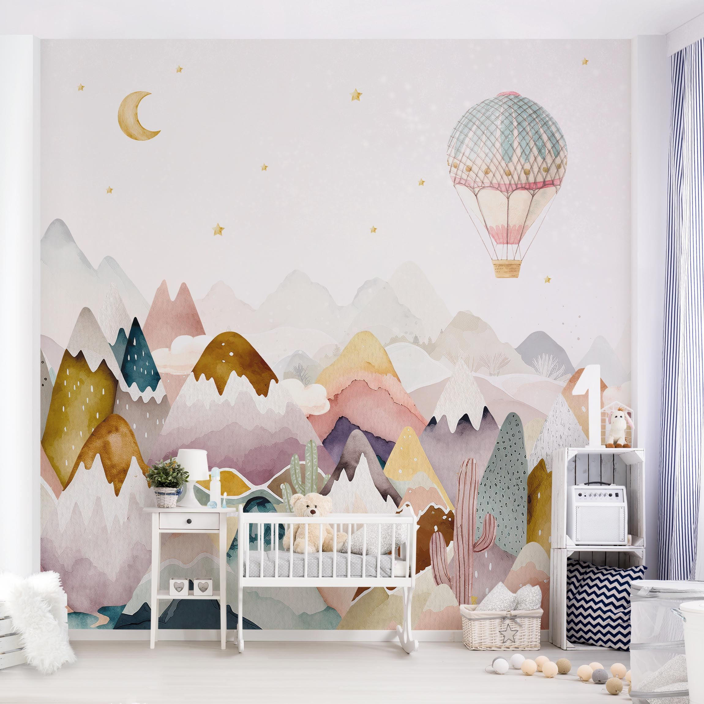 FOTOTAPETE Boho Berglandschaft 192/192 cm - Multicolor, Papier (192/192cm) - Bilderwelten