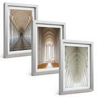 BILDER SET 3er Set - 20x30 cm Silberner Rahmen - Innenräume historischer Gebäude - Silberfarben, Kunststoff (20/30cm) - TULUP