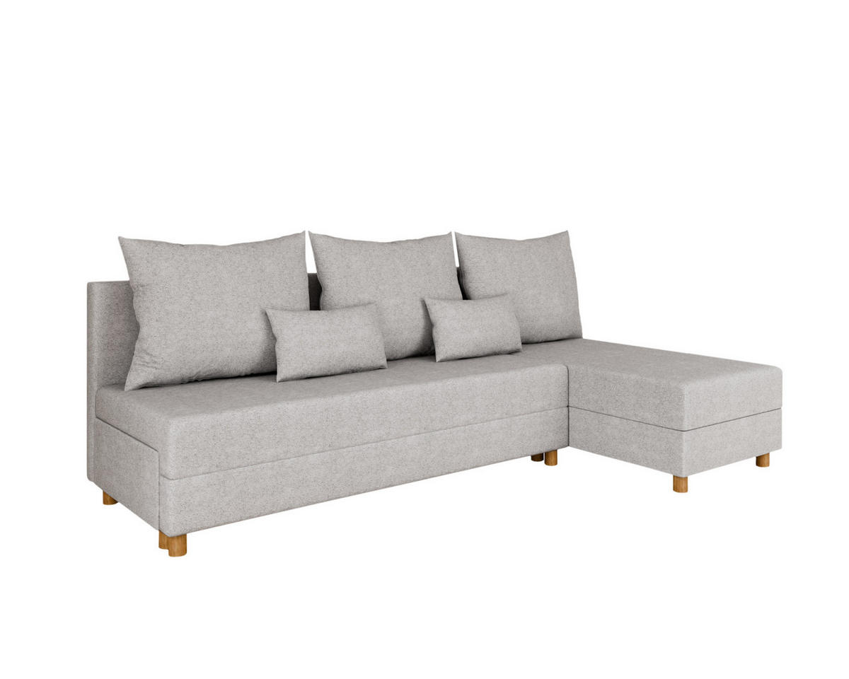 ECKSOFA Lellice L-Form- links oder rechts montierbar, grau - Hellgrau, Holz (214/122cm) - Homesy