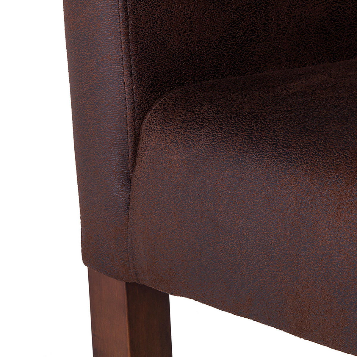 ARMLEHNENSTUHL - Microfaser / Massivholz - Braun, Holz/Textil (62/85/66cm) - home24