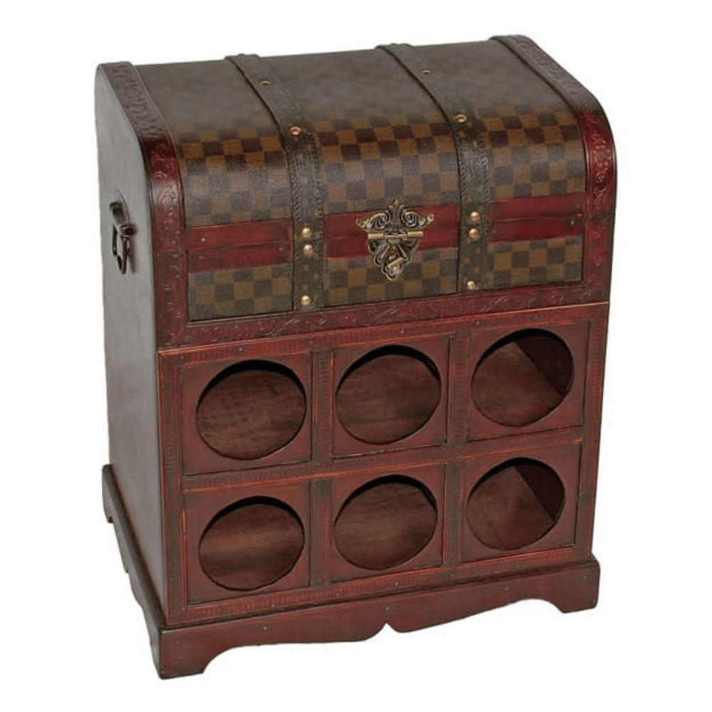 WEINREGAL Geuc Kolonialstil Holz Dunkelbraun 48x41x30,5cm - Dunkelbraun, Holz (41/48/30.5cm) - DELUKE