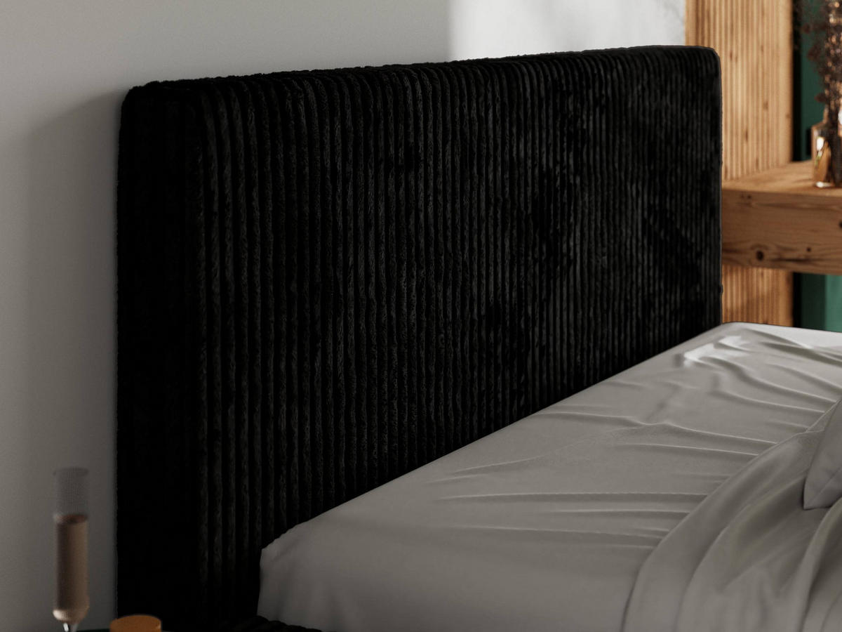 POLSTERBETT TILIANO CLASSIC 160/200 - Schwarz Cord - Pocket-Matratze - Schwarz, Textil (160/200cm) - MKS