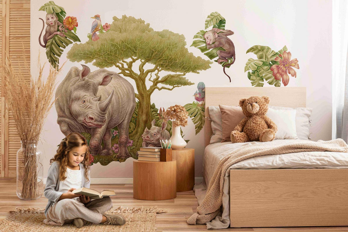 WANDAUFKLEBER 80x86cm - Wildtiersafari - Multicolor, Kunststoff (80/86/0.1cm) - Wallfluent