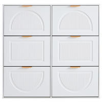 SCHUHSCHRANK Weiß 118/25/115 cm mit 6 Klappen und offenen Fächern - Weiß, Holzwerkstoff (118/115/25cm) - PANGIVO