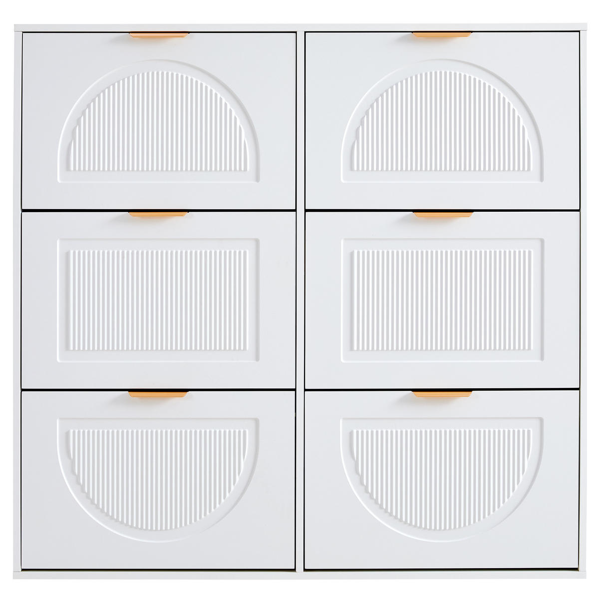 SCHUHSCHRANK 118/25/115 cm weiß aus MDF und Spanplatte mit 6 Klappen - Weiß, Holzwerkstoff (118/115/25cm) - OKWISH