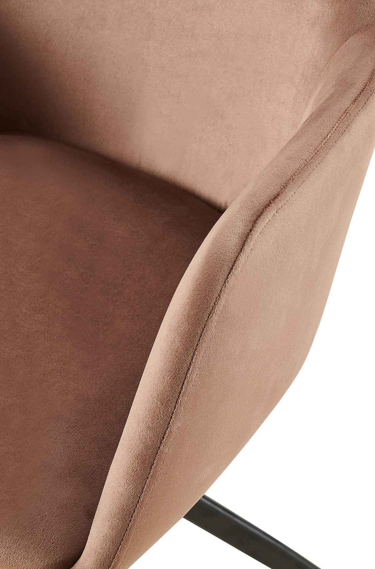 ARMLEHNENSTUHL Samt braun - Schwarz/Braun, Textil/Metall (56/81/62cm) - CLP