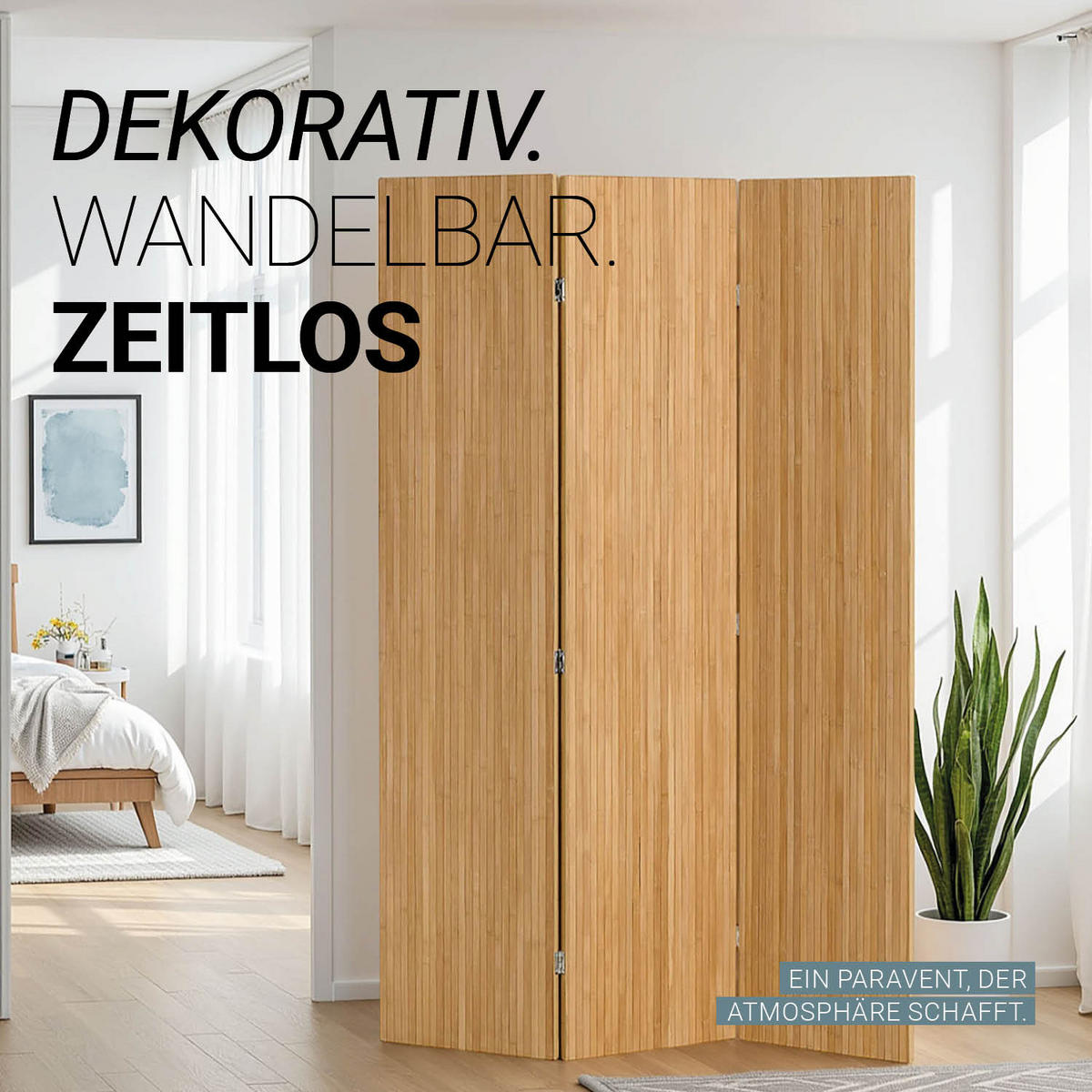 PARAVENT 120/170 cm Natur Holz Bambus - Naturfarben, Holz (120/170/2cm) - Homestyle4u