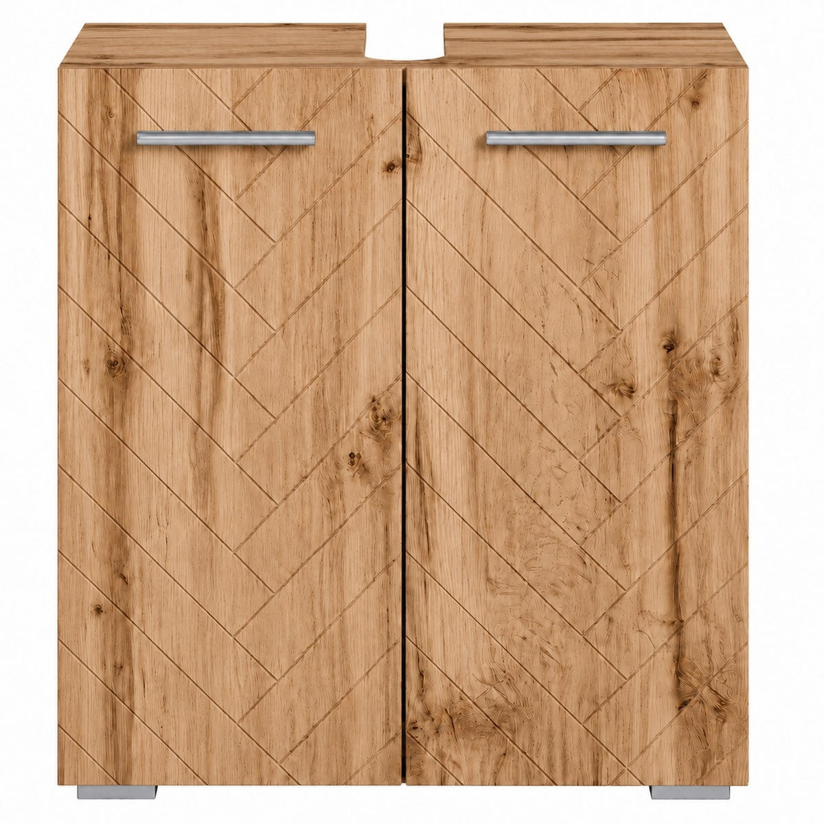 WASCHBECKENUNTERSCHRANK Jupiter 2 Türen Eiche Fischgrät - 60 x 30 x 60 cm - Eiche Wotan, Holz (60/60/30cm) - Badplaats