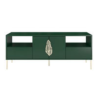 LOWBOARD Merlin, Grün, Goldene Details - Dunkelgrün/Goldfarben, Holzwerkstoff/Metall (138/60/40cm) - Skandica