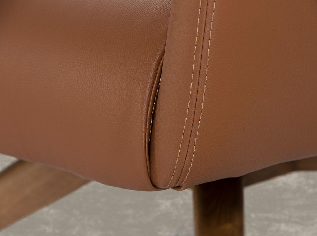 DREHSESSEL aus braunem Öko-Leder - Braun, Leder/Holz (86/90/75cm) - ANGEL CERDA