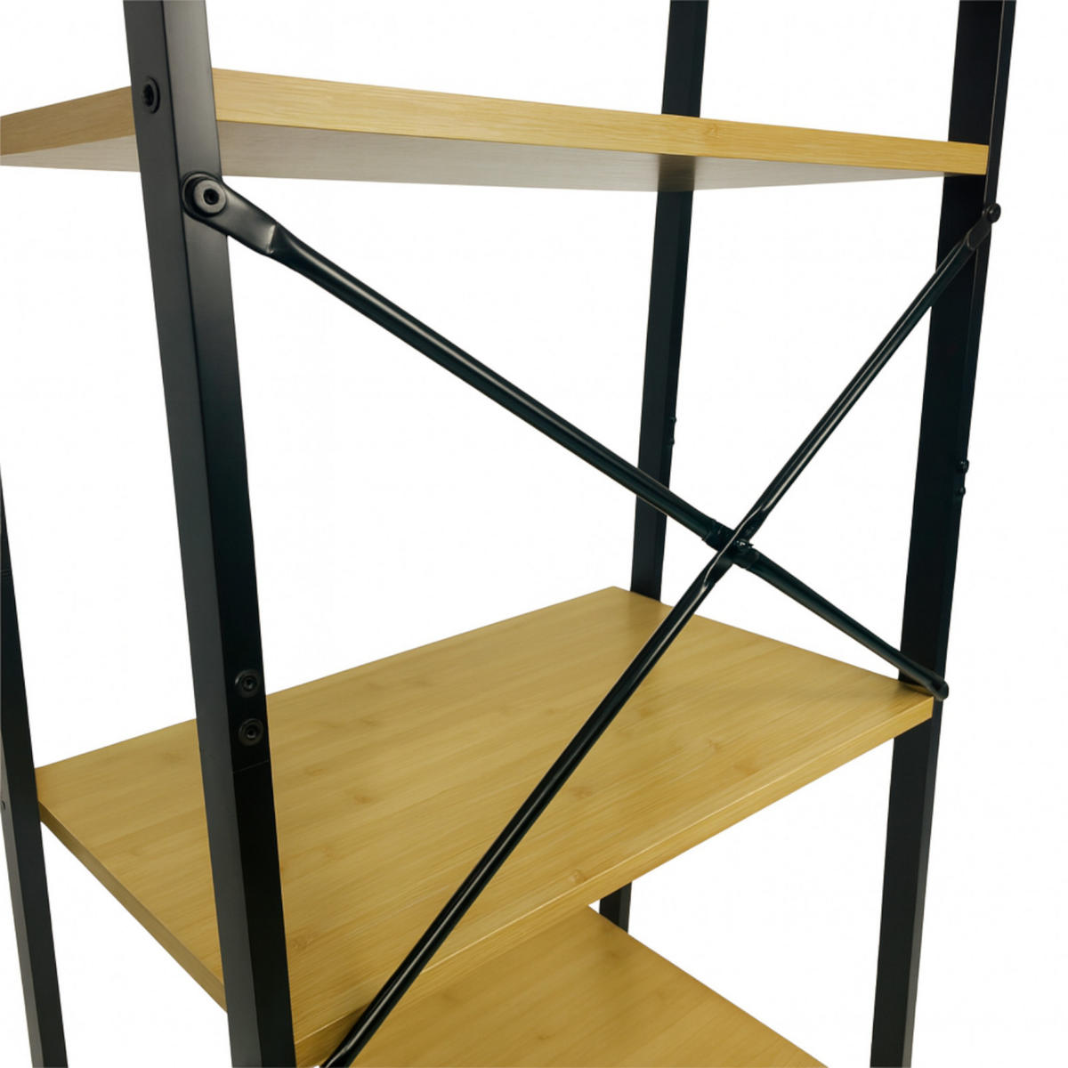 REGAL Metall Bambusholzfarbe 4 Böden 56/34/137 cm - Braun, Holzwerkstoff (56/137/34cm) - Begryf