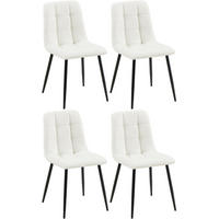 STUHL 4er Set Lederlook weiß - Schwarz/Weiß, Textil/Metall (45/84/55cm) - CLP