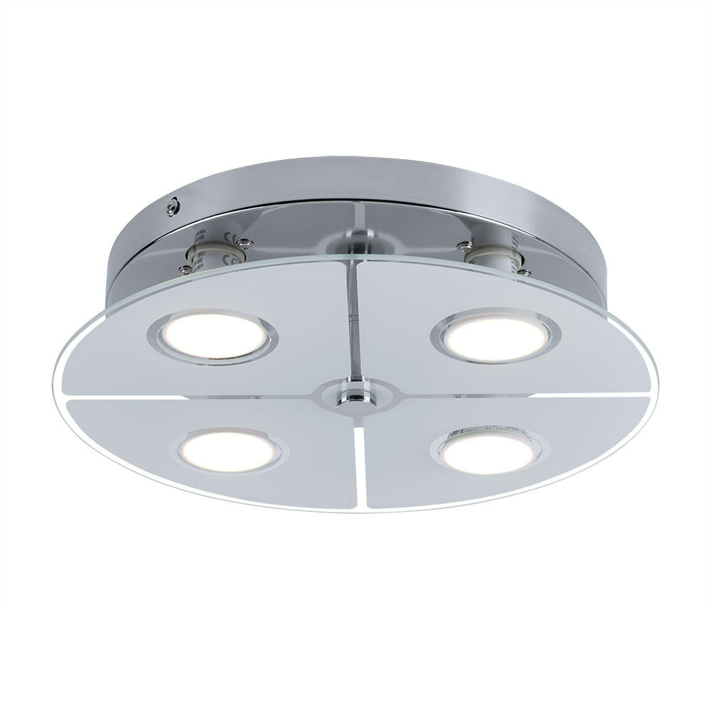 LED DECKENLEUCHTE Metall Glas Silber - Silberfarben, Glas (30/30/7.5cm) - Globo Lighting