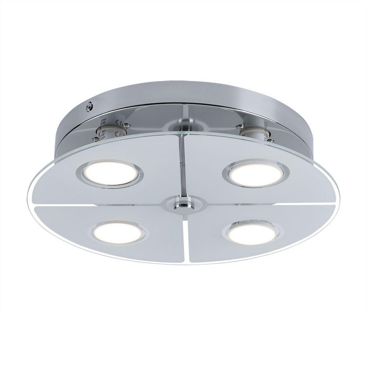LED DECKENLEUCHTE Metall Glas Silber - Silberfarben, Glas (30/30/7.5cm) - Globo Lighting