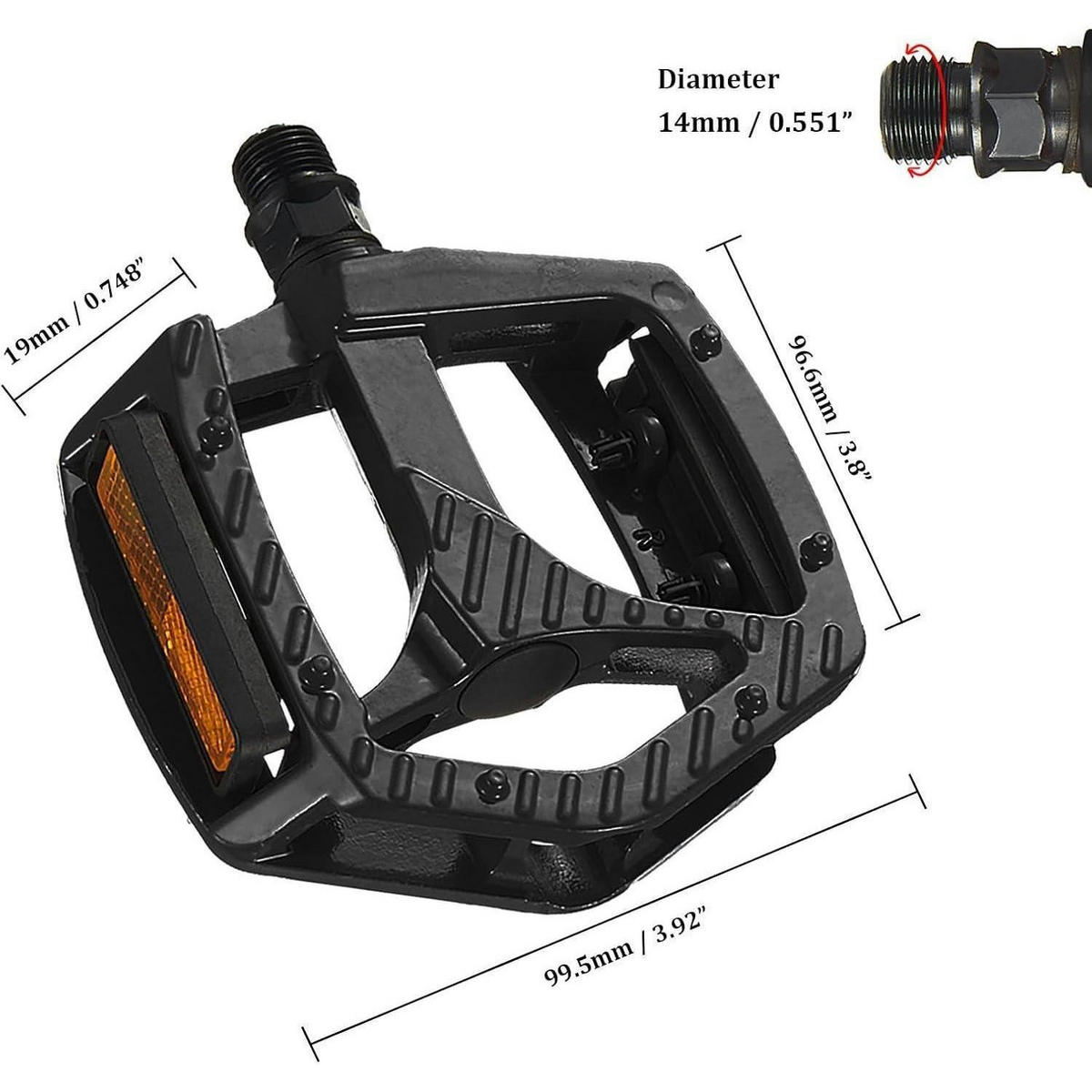 FAHRRADPEDALE 9/16" MTB Plattformpedale mit 3 gedichteten Lagern Schwarz - Schwarz, Metall (9.7/1.5/10cm)