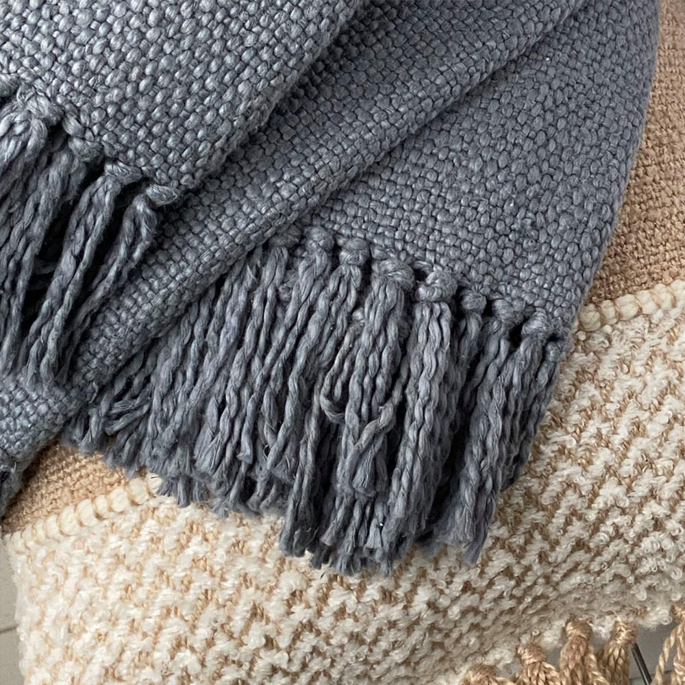 Thumbnail - Malagoon Baumwolldecke, Grau, Textil, Rechteckig, 127x152 cm, Wohntextilien, Decken