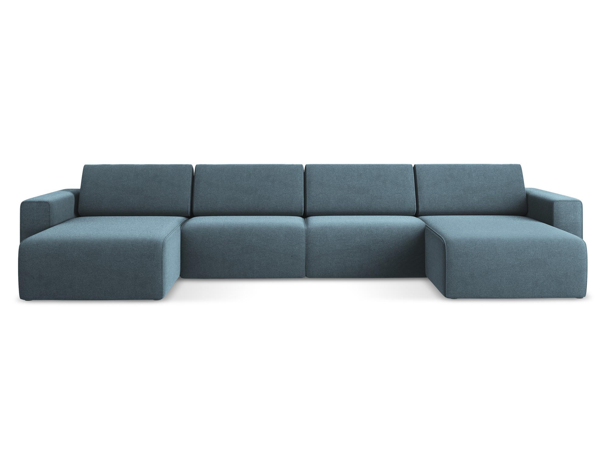 WOHNLANDSCHAFT Strukturstoff Stoff Blau - Blau/Schwarz, Kunststoff/Textil (404/80/167cm) - Makamii