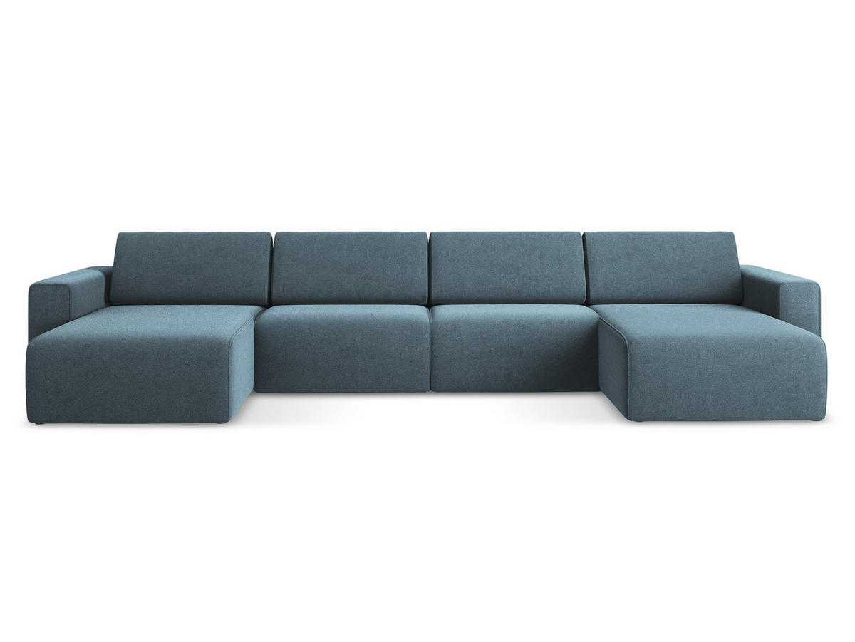 WOHNLANDSCHAFT Strukturstoff Stoff Blau - Blau/Schwarz, Kunststoff/Textil (404/80/167cm) - Makamii