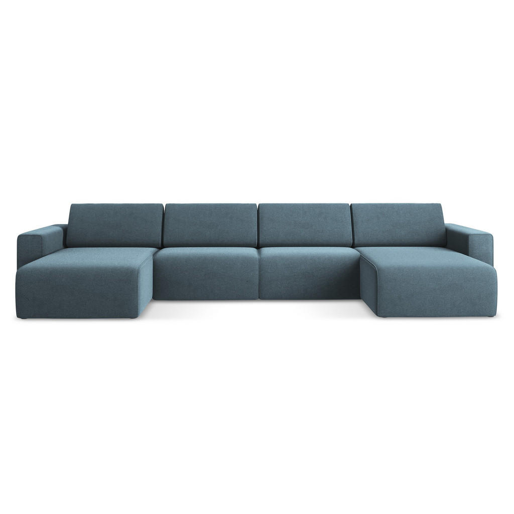Thumbnail - Makamii Wohnlandschaft, Hellblau, Textil, 5-Sitzer, Füllung: Schaumstoff, U-Form, 404x80x167 cm, Made in EU, Wohnzimmer,...