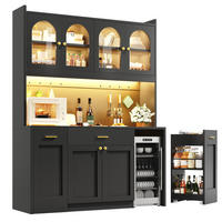KÜCHENSCHRANK 120/187/40 cm, MDF, Schwarz, MIT RGB-LED BELEUCHTUNG, APP-STEUERUNG, für Küche und Esszimmer - Schwarz, Holzwerkstoff (40/187/120cm) - Rolipo