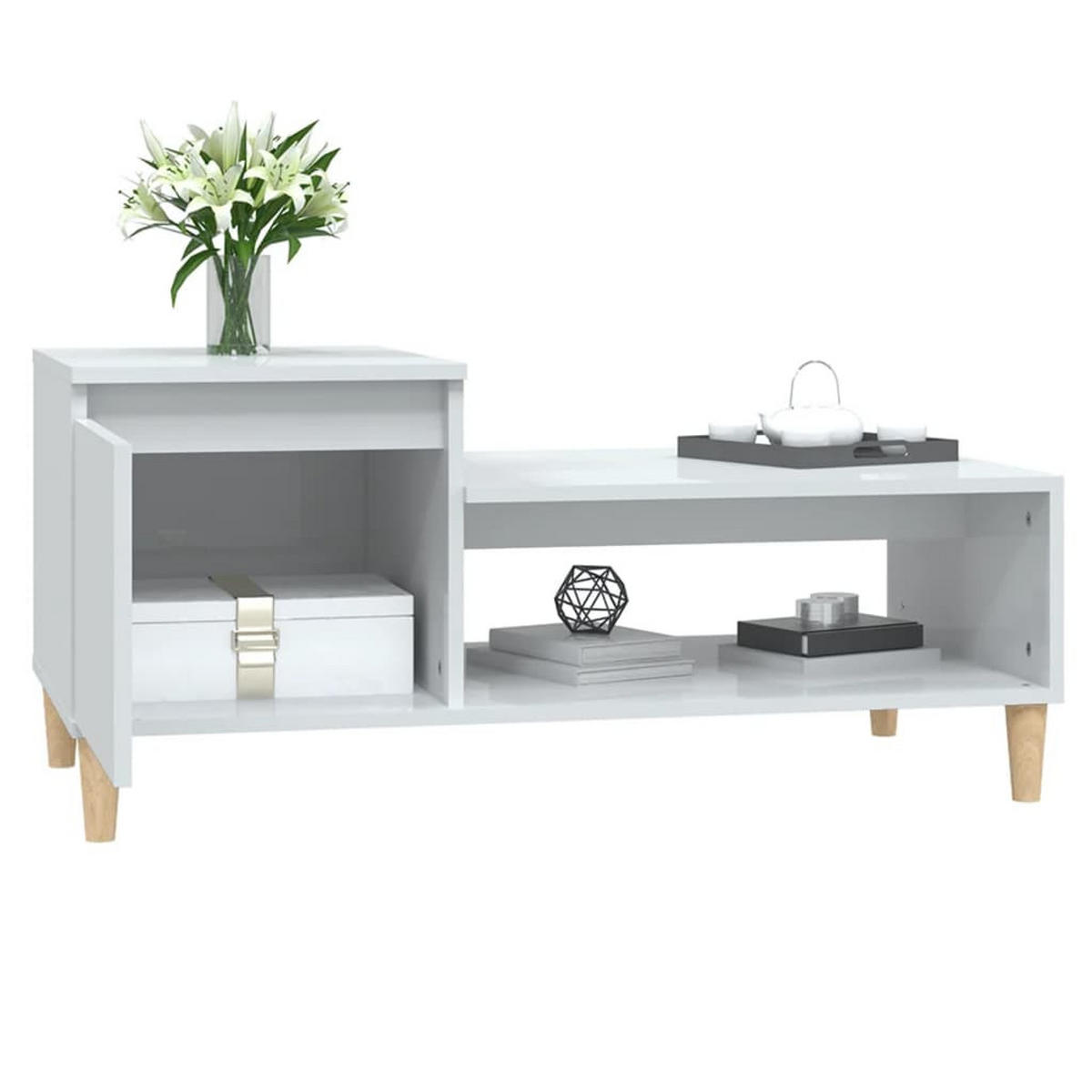 COUCHTISCH Hochglanz-Weiß 100x50x45 cm Holzwerkstoff - Weiß, Holzwerkstoff (100/50/45cm) - furnicato