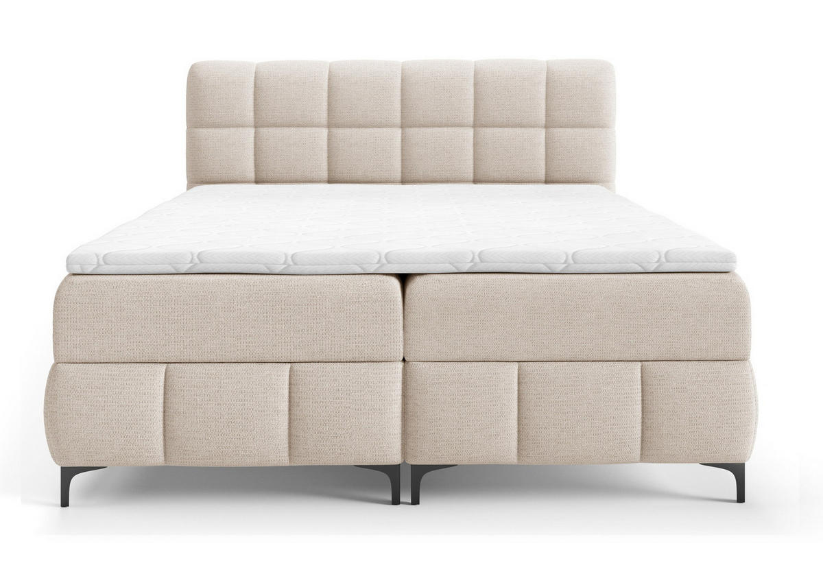 BOXSPRINGBETT 160x200 Altessa mit Bettkasten, Matratze, Topper, Beige - Beige, Holz/Textil (160/200cm) - Emporius