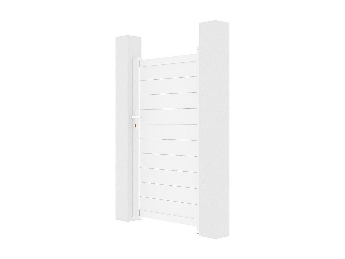 GARTENTOR Flügeltor - 103 x 181 cm - voll - Aluminium - Weiß - NAZARIO - Weiß, Metall (100/176cm) - Vente-Unique