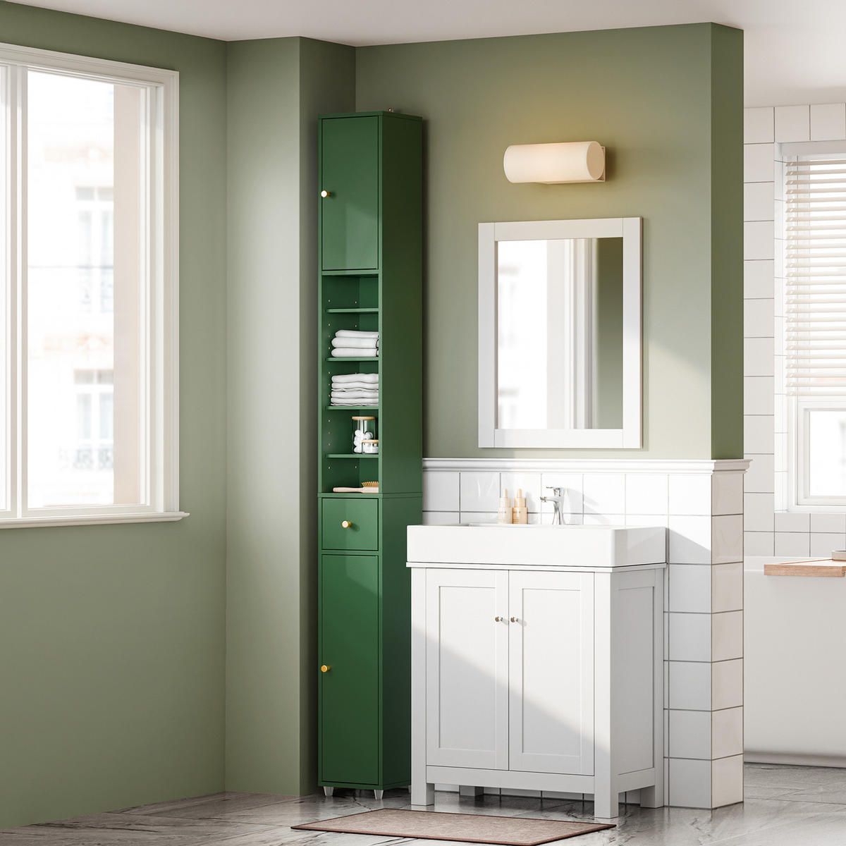 HOCHSCHRANK schmal Grün - Grün, Holzwerkstoff (20/180/20cm) - SoBuy