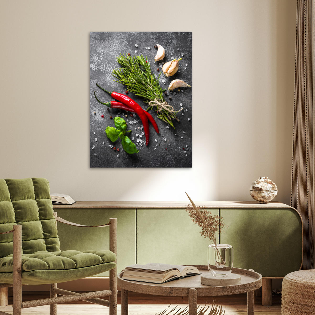 POSTER Pfeffer - Kräuter - Gewürze - Beton 60x80 cm - Dunkelgrau, Papier (60/80/0.1cm) - MuchoWow