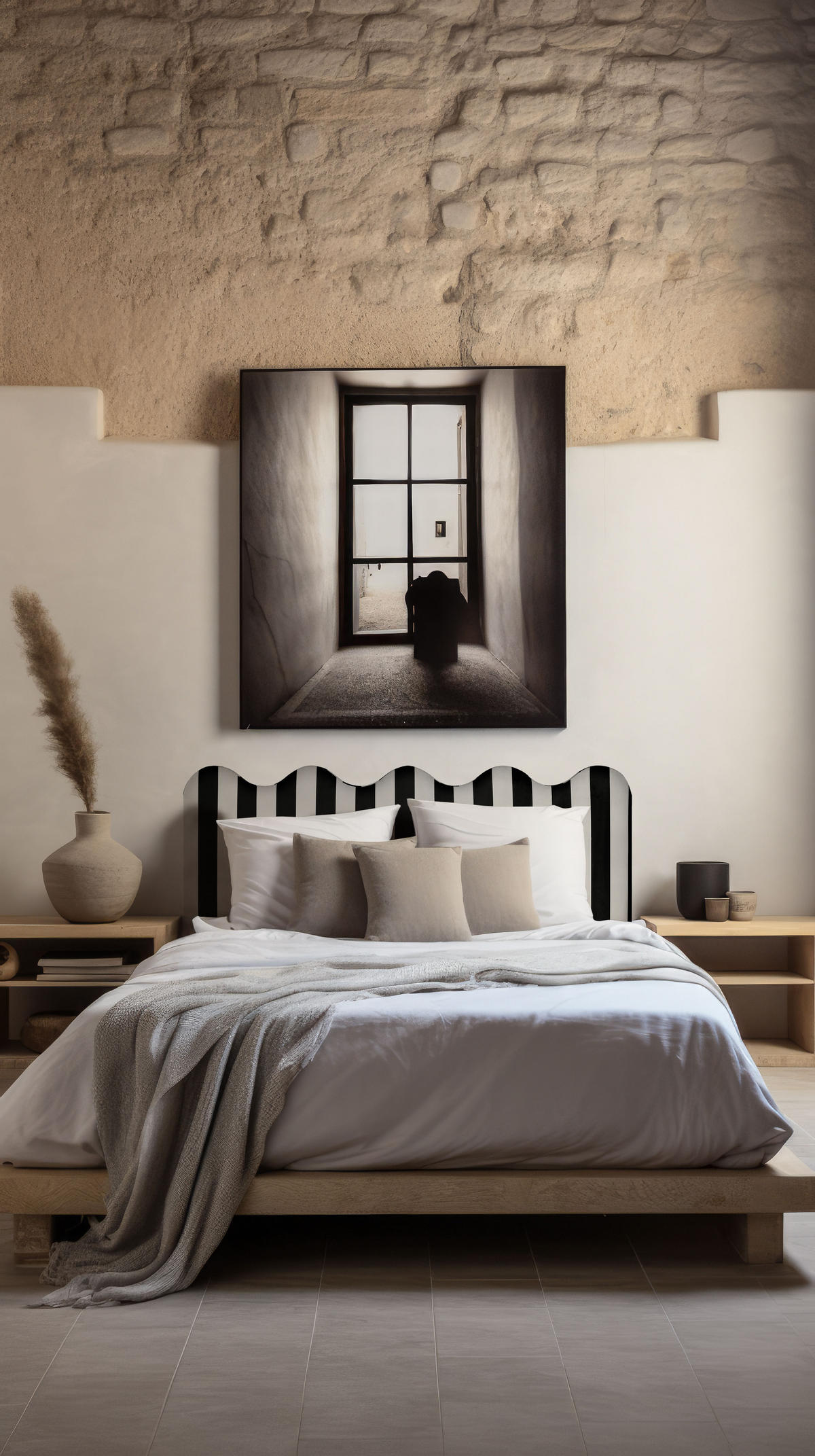 KOPFTEIL gewellt, weiß/schwarz 160x73,5cm - Schwarz, Textil (160/74/3cm) - RNT By Really Nice Things